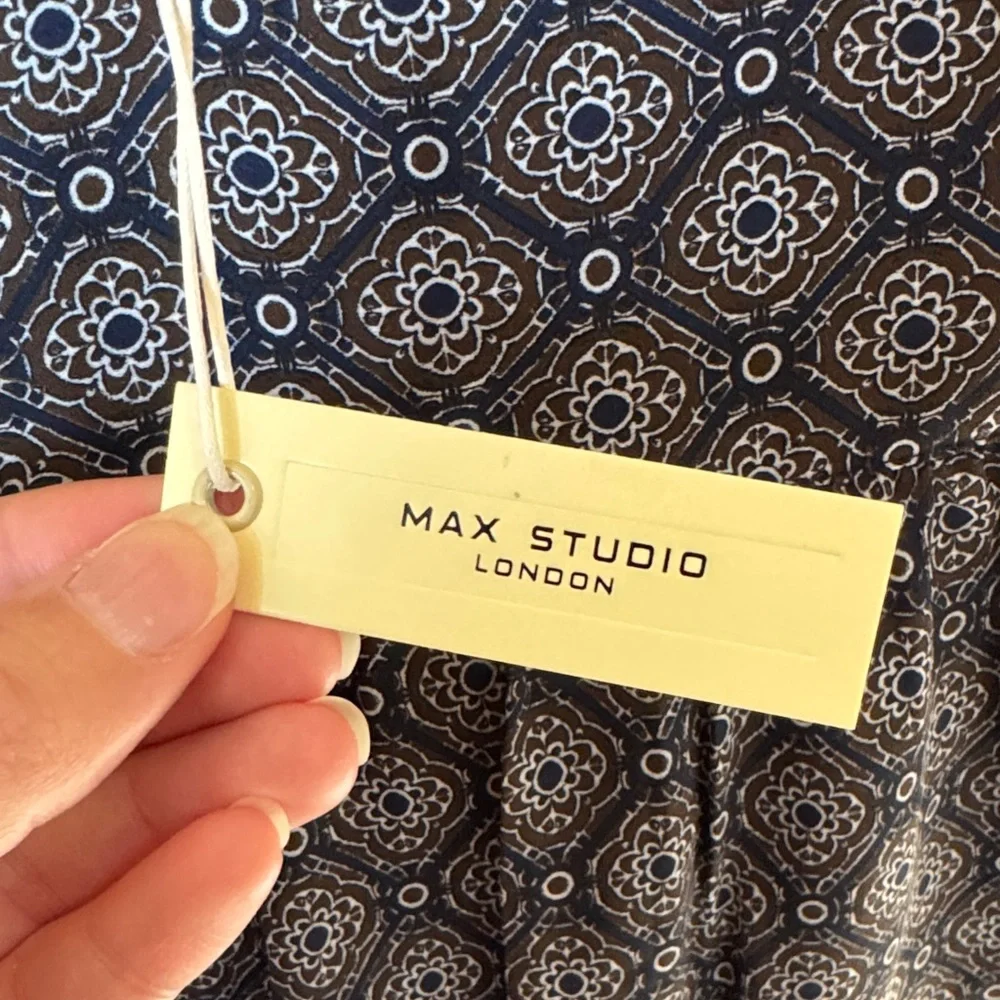 Max Studio Navy Patterned Long Sleeve Dress - NWT - Picture 10 of 10